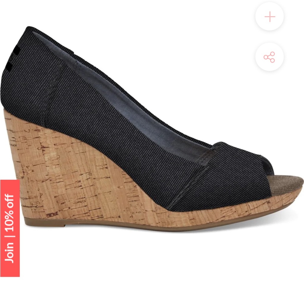 Tom’s Denim Stella Peep Toe Wedges